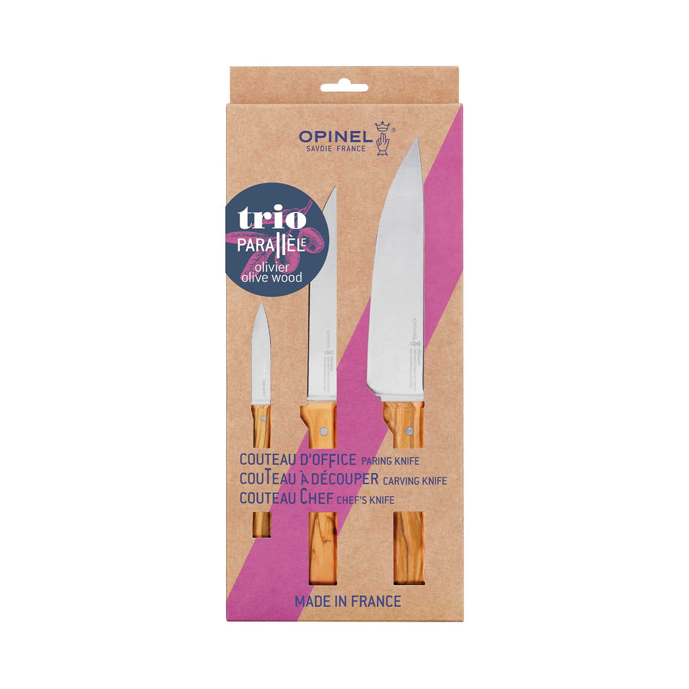 Opinel Parallele Olive Wood Knife Trio