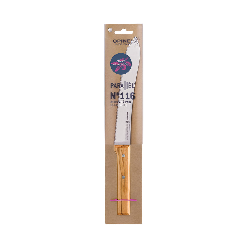 Opinel Parallele Olive Wood Bread Knife, 23cm