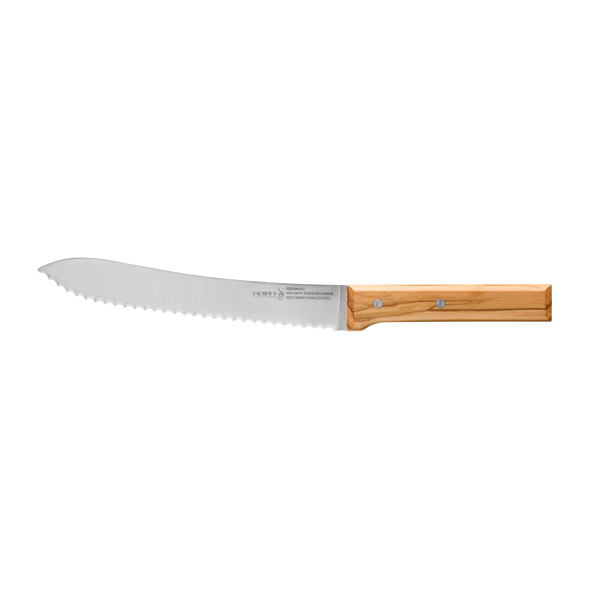 Opinel Parallele Olive Wood Bread Knife, 23cm