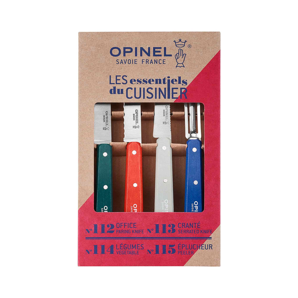 Opinel 4 Piece Red & Blue Kitchen Essentials Knife Set