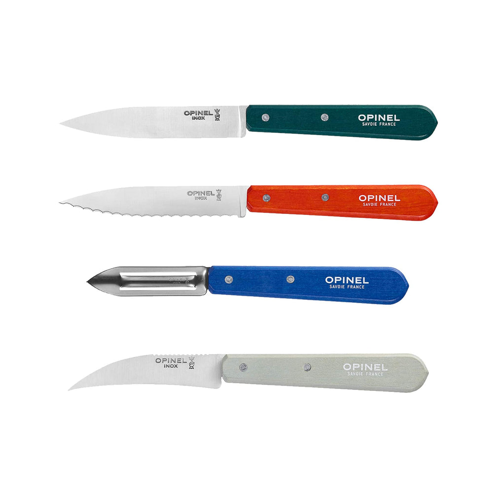 Opinel 4 Piece Red & Blue Kitchen Essentials Knife Set