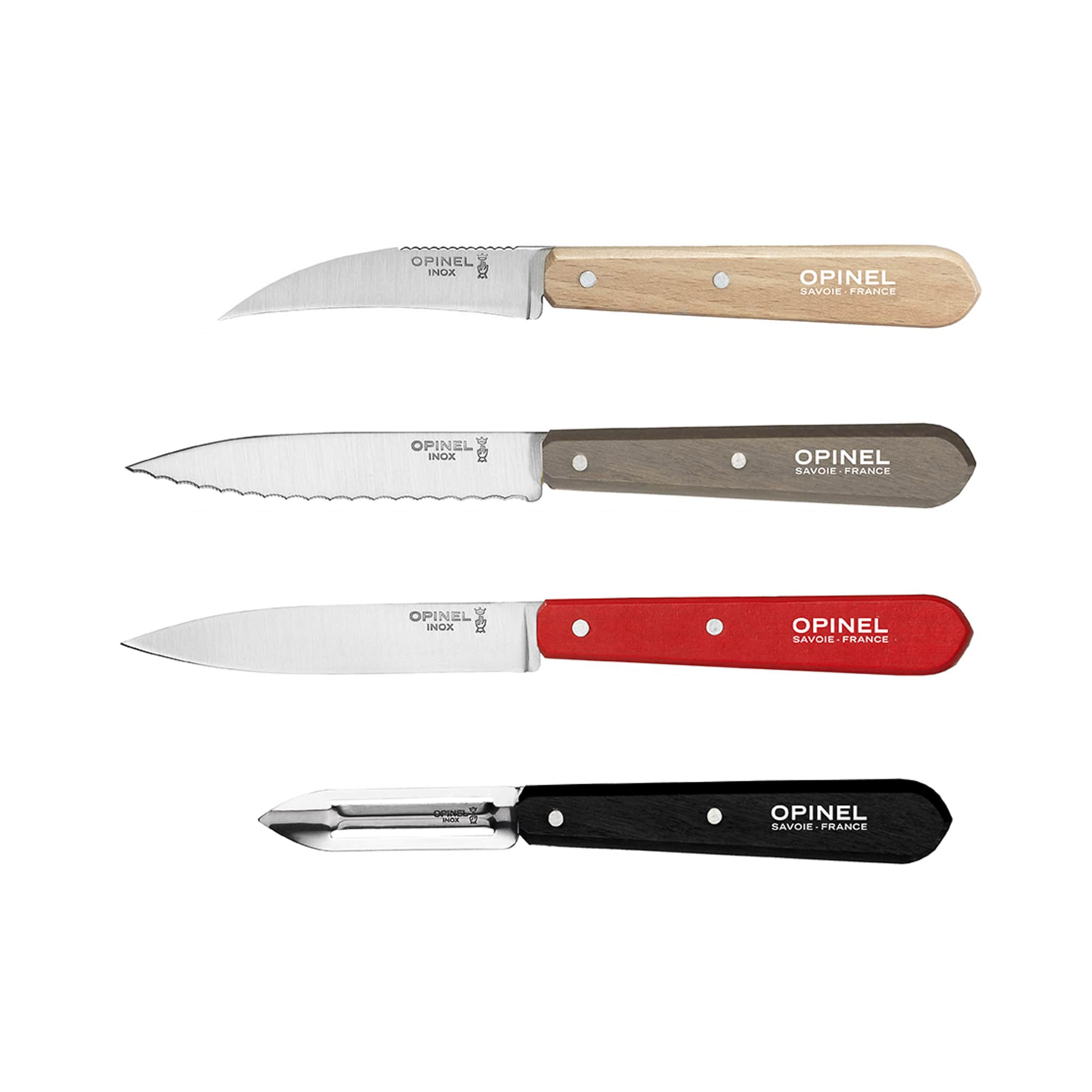 Opinel 4 Piece Red & Black Kitchen Essentials Knife Set