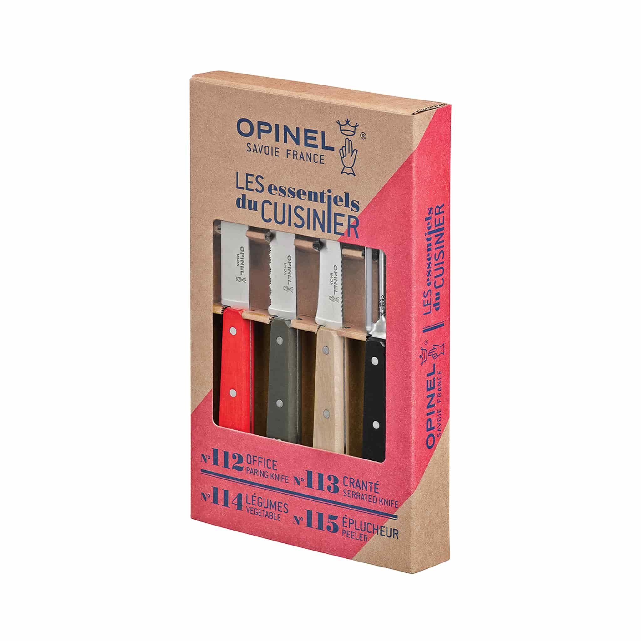 Opinel 4 Piece Red & Black Kitchen Essentials Knife Set