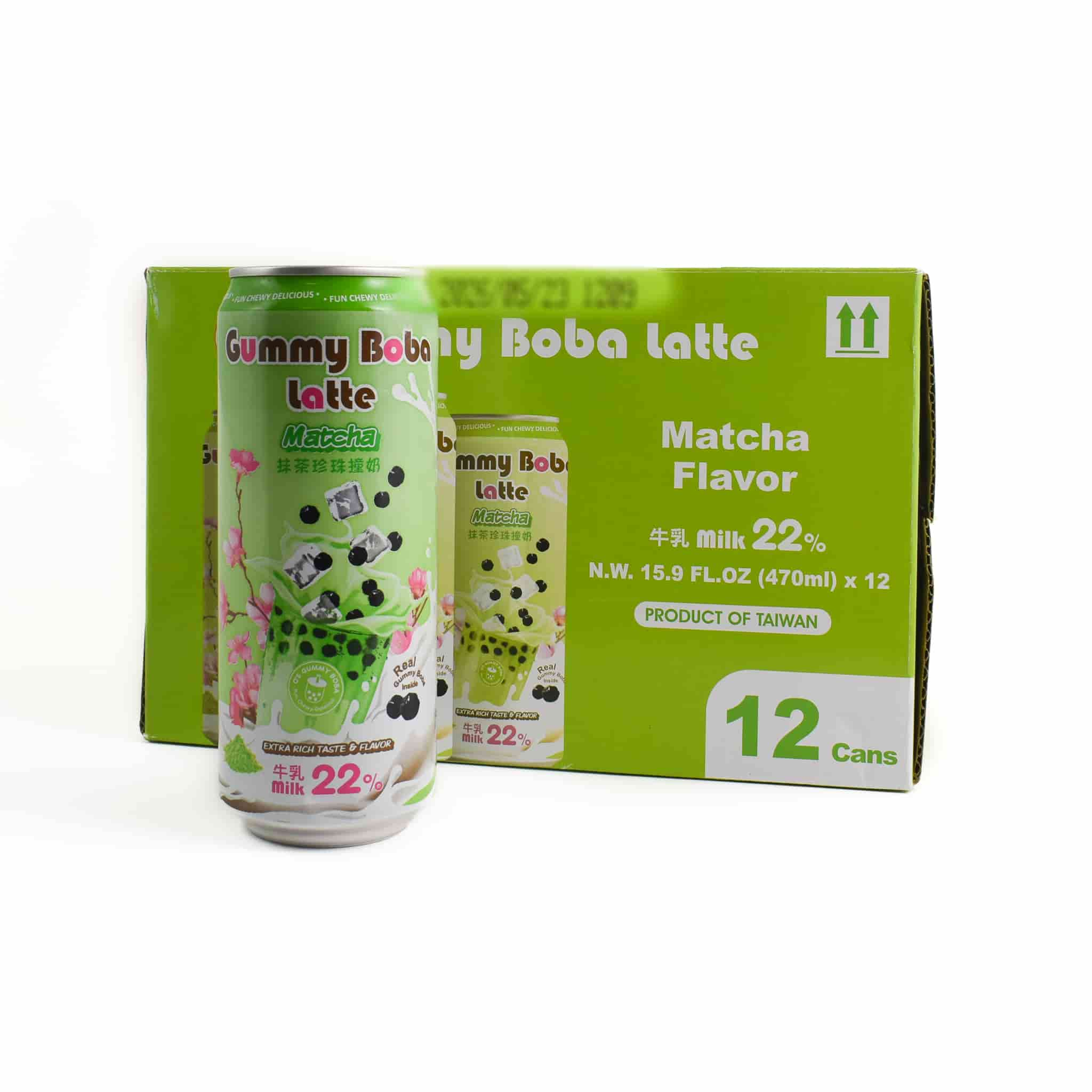 12x Boba Matcha Milk Tea, 470ml