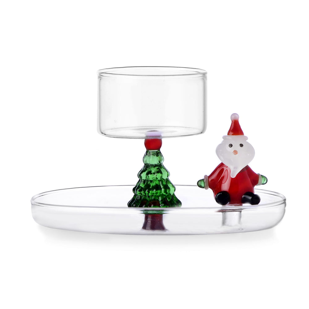 Ichendorf Milano Limited Edition Santa & Christmas Tree Tealight Holder, 11cm