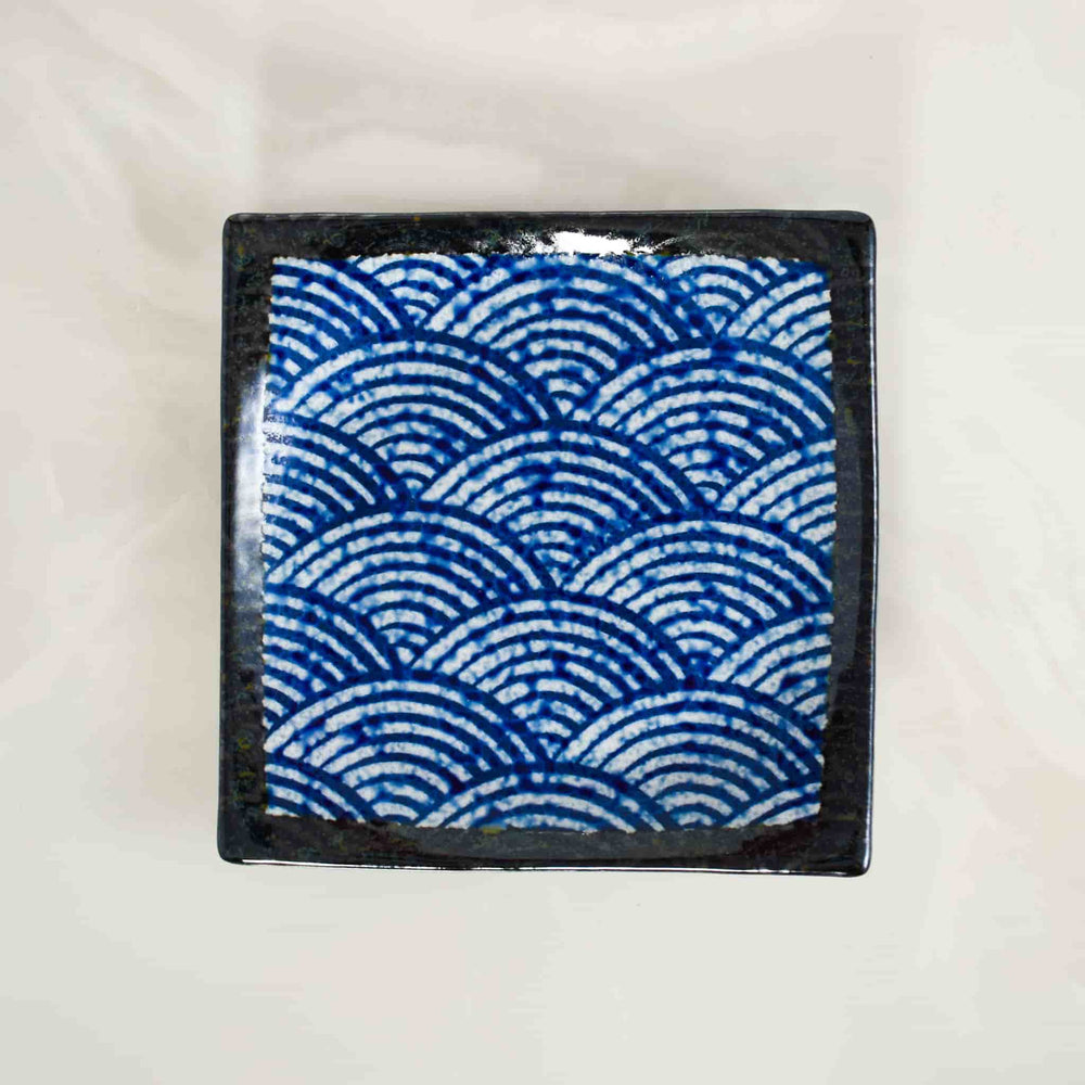 Blue Wave Medium Square Plate, 17.5cm