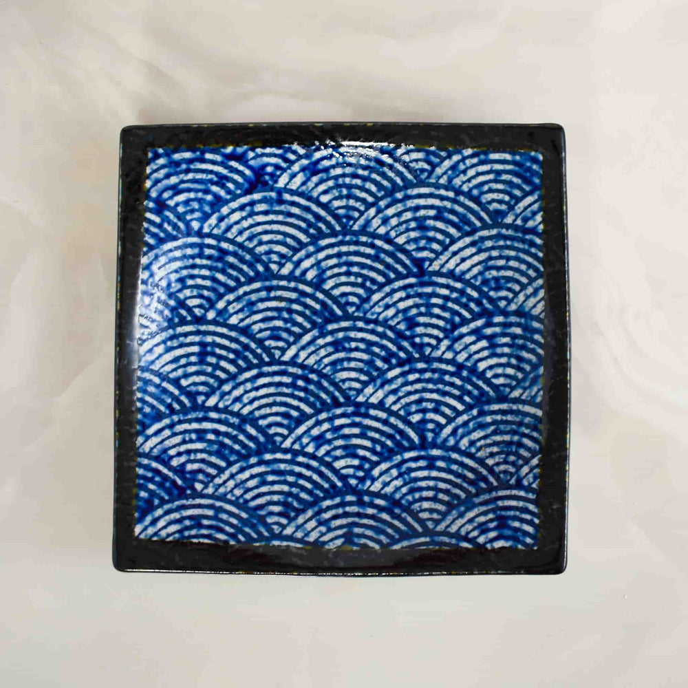 Blue Wave Large Square Plate, 23.5cm