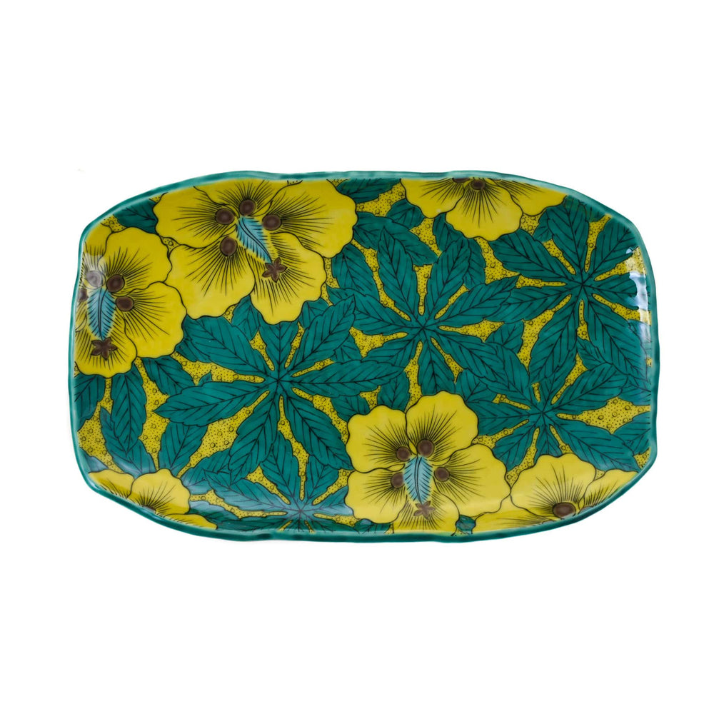 Seikou Porcelain Gold Floral Rectangular Platter, 32cm