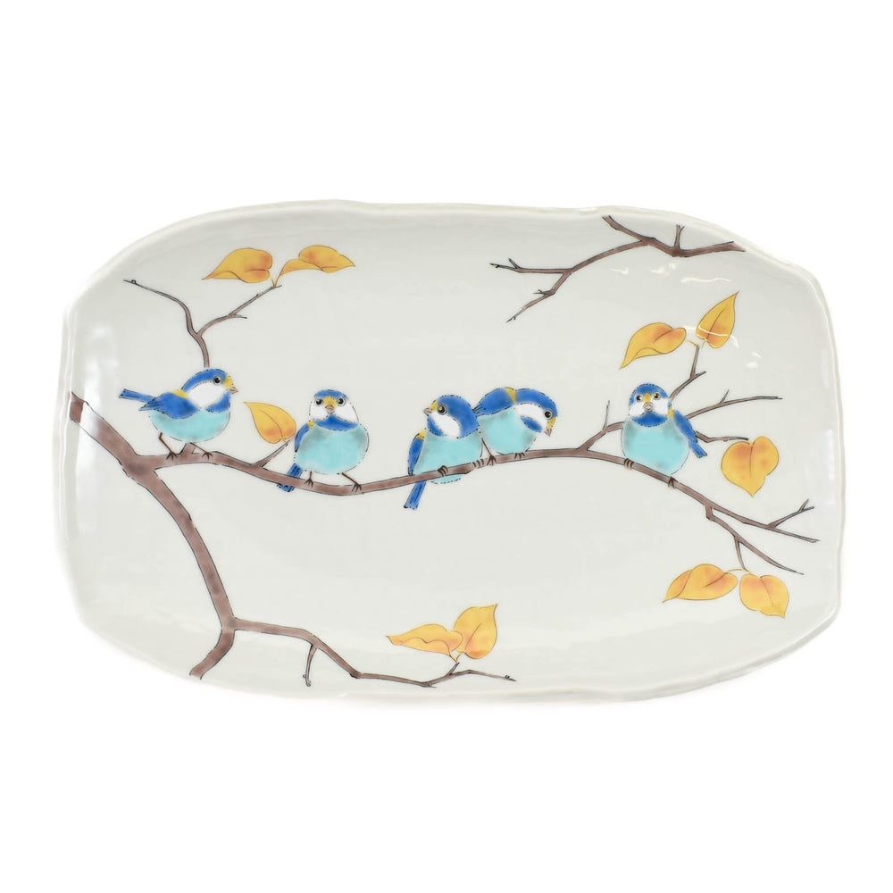 Seikou Porcelain Birds on Branch Rectangular Platter, 32cm