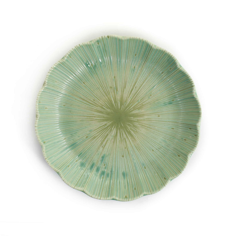 Green Scalloped Japanese Small Plate, 16cm