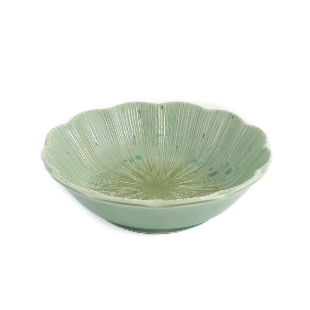 Green Scalloped Japanese Bowl, 13.5cm