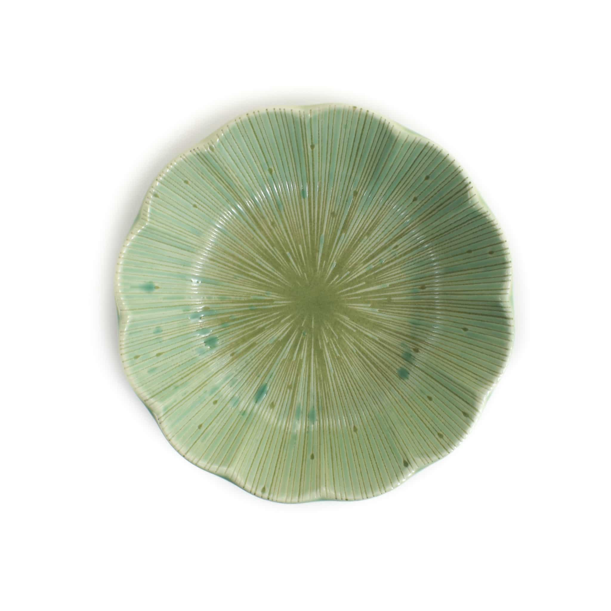 Green Scalloped Japanese Bowl, 13.5cm