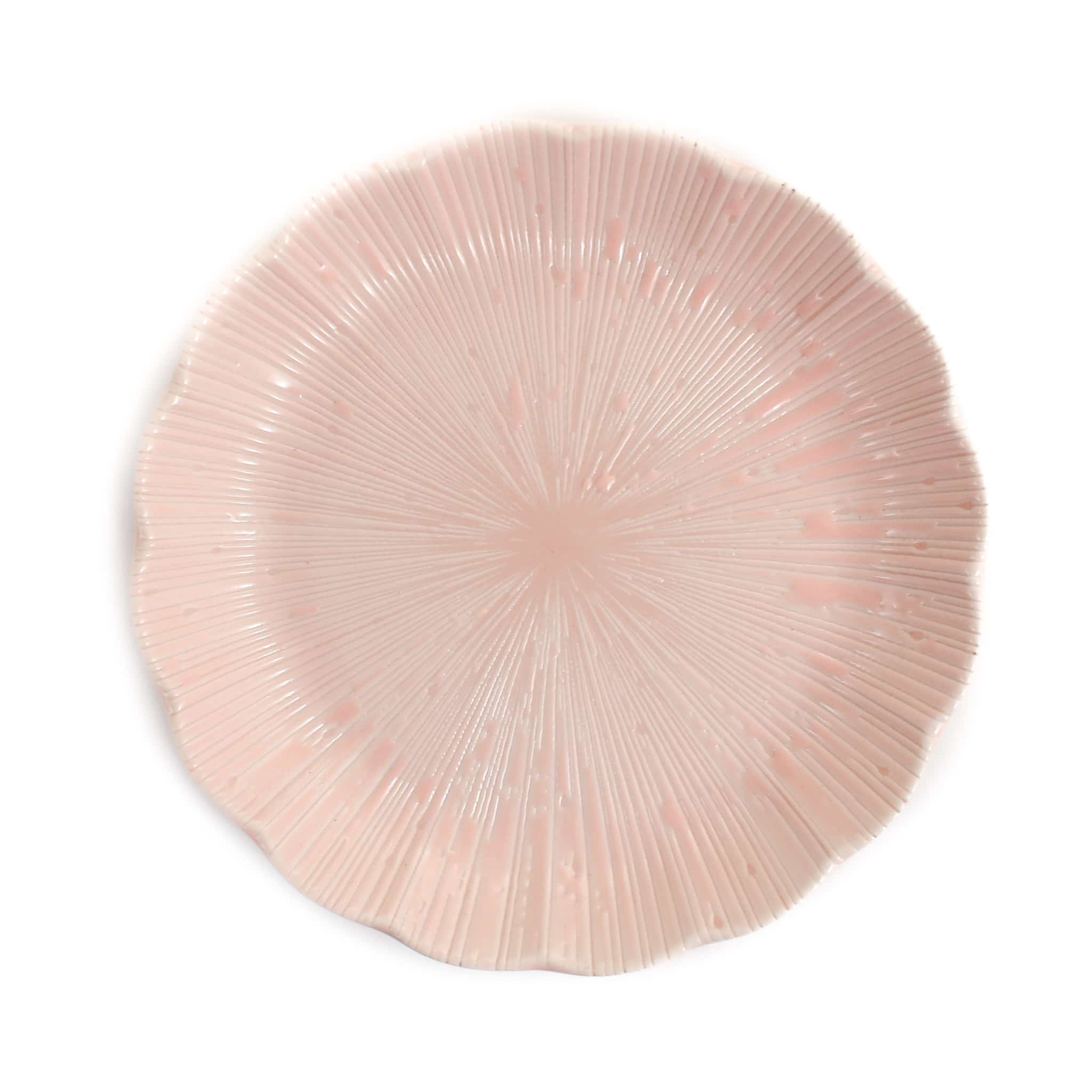 Pink Scalloped Japanese Deep Dinner Plate, 22cm