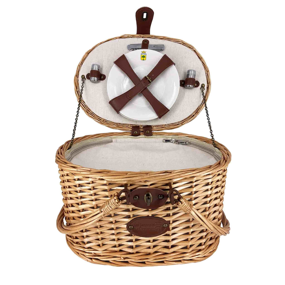 Rivoli White Oval Picnic Basket, 2 Person