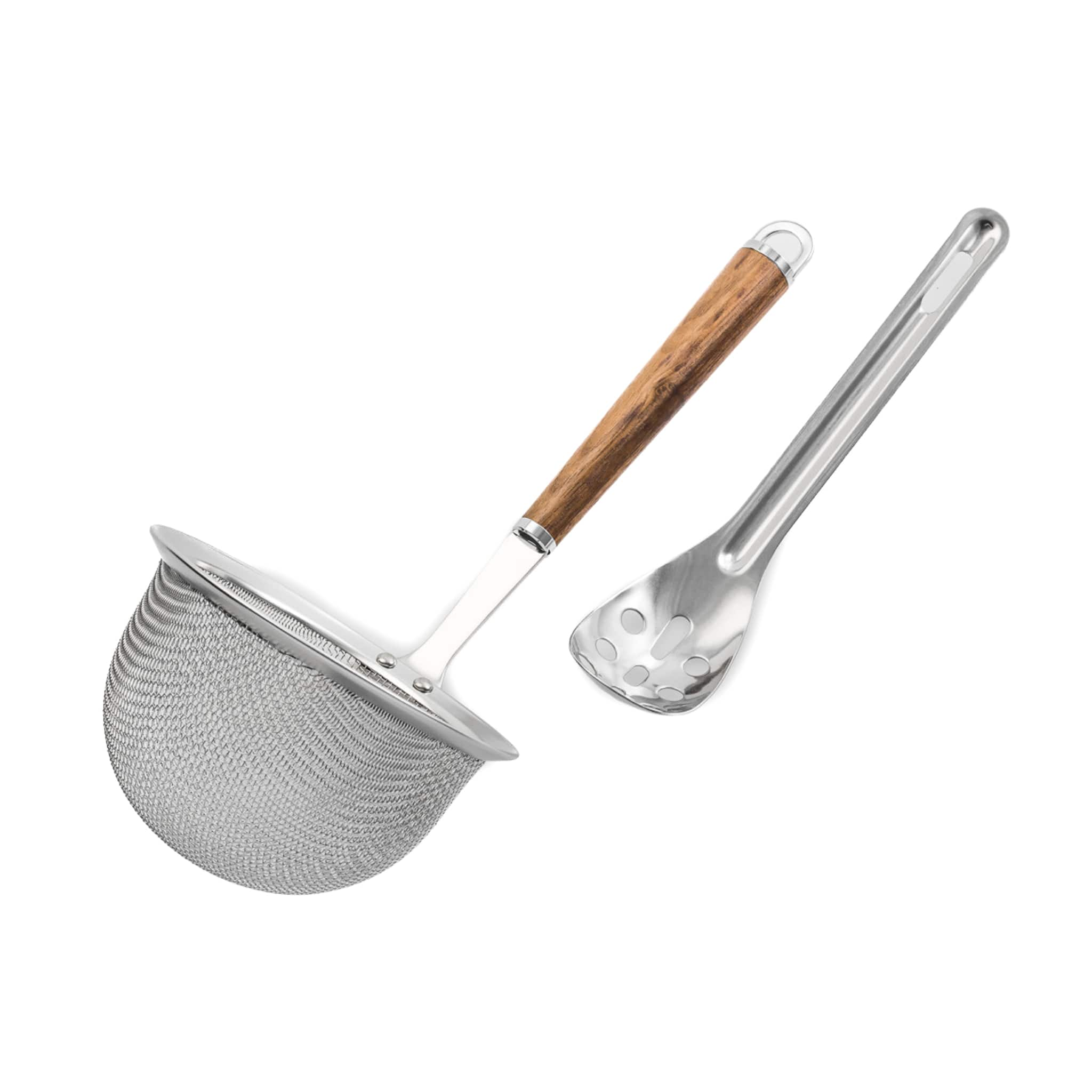 Wood Handle Stainless Steel Mesh Miso Strainer with Spoon