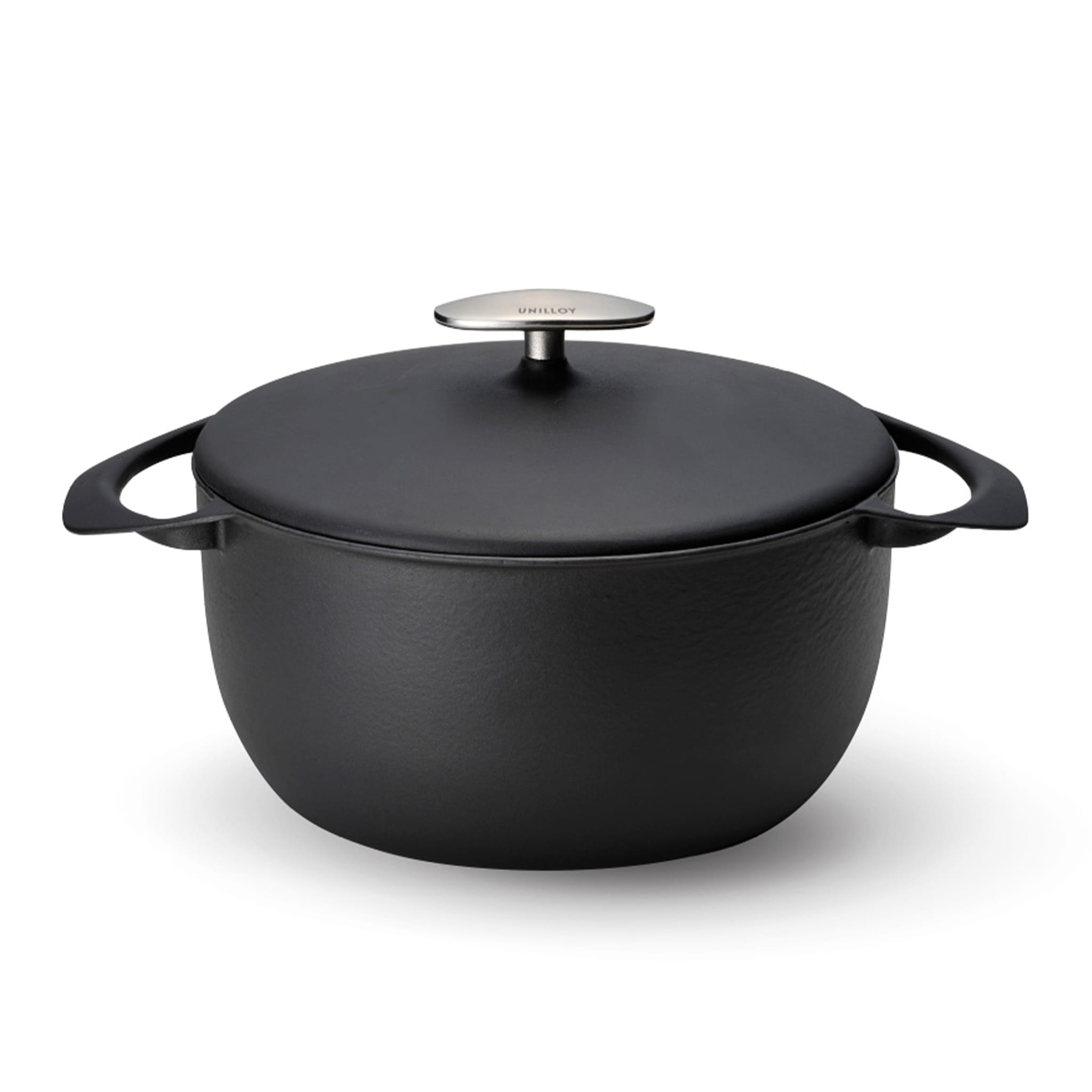 Unilloy Black Japanese Lightweight Cast Iron Dutch Oven, 22cm