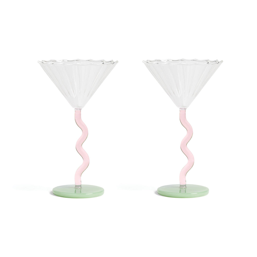 Set of 2 Zig Zag Martini Glasses