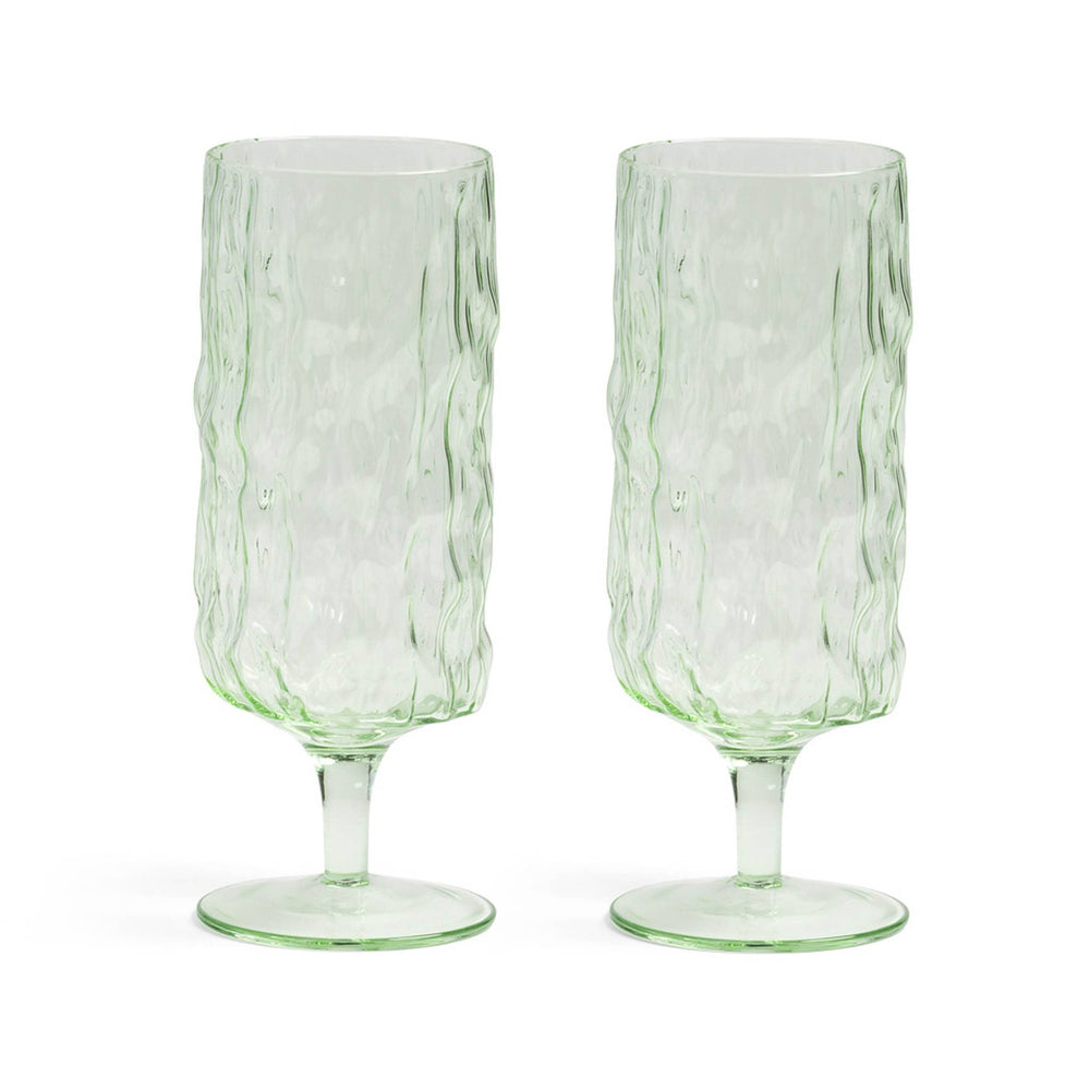 Set of 2 Green Stemmed Glasses