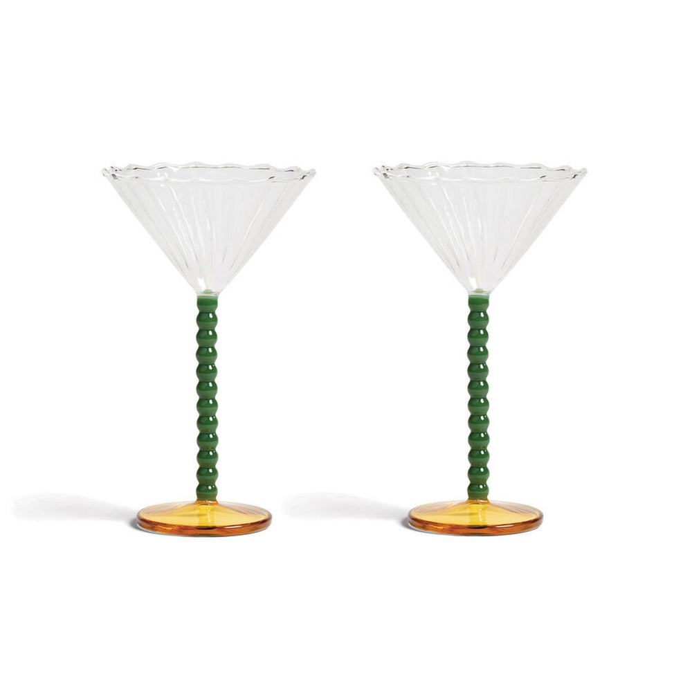 Set of 2 Bubble Stem Martini Glasses