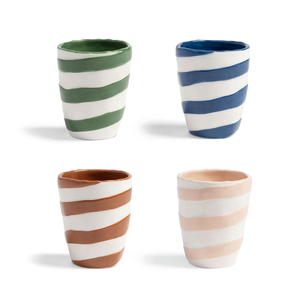 Set of 4 Abstract Stripe Tumblers, 10cm