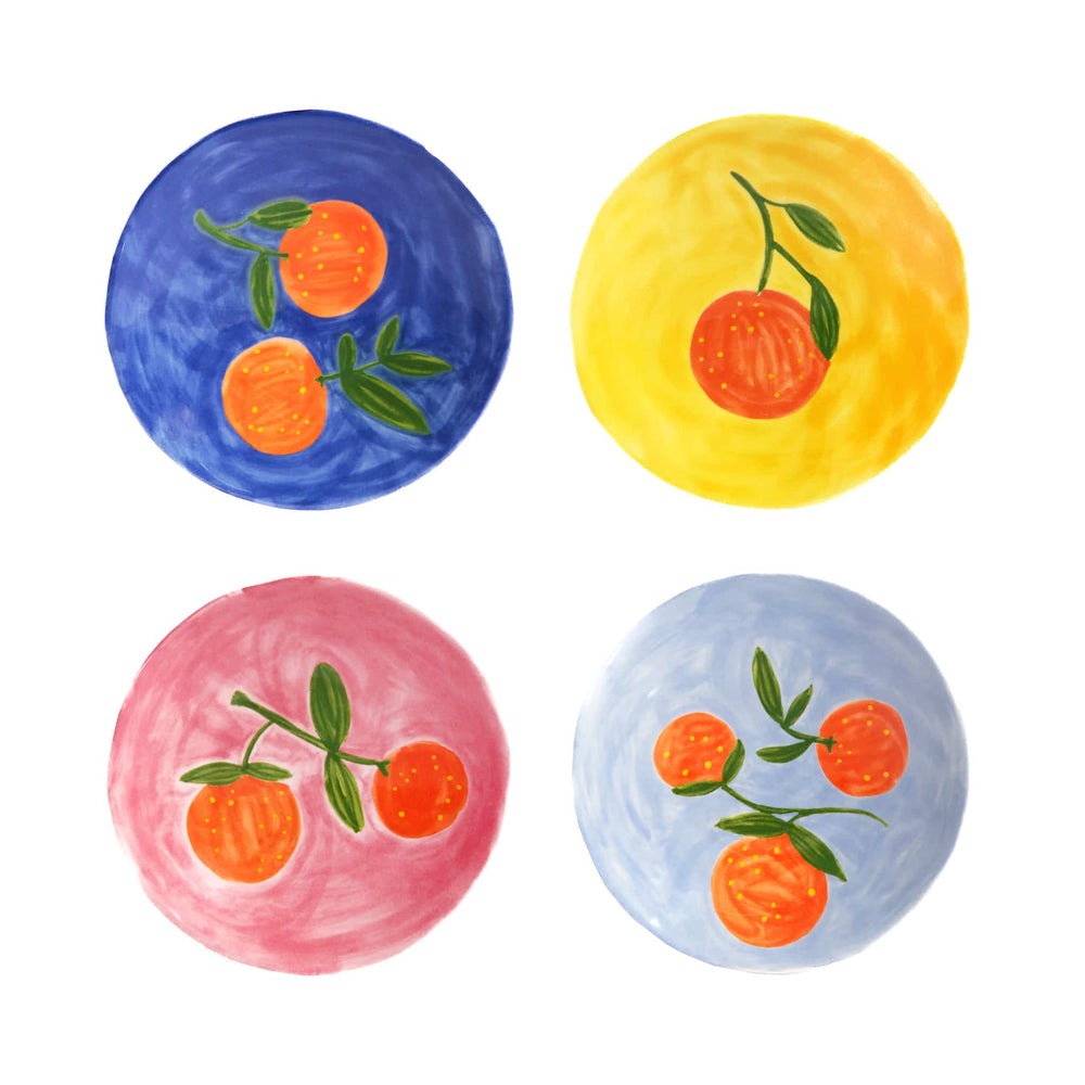 Set of 4 Orange Side Plates, 16cm