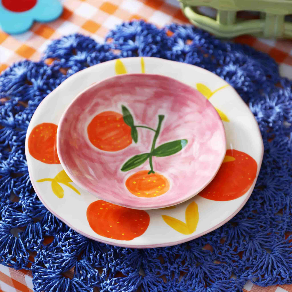 Set of 4 Orange Side Plates, 16cm