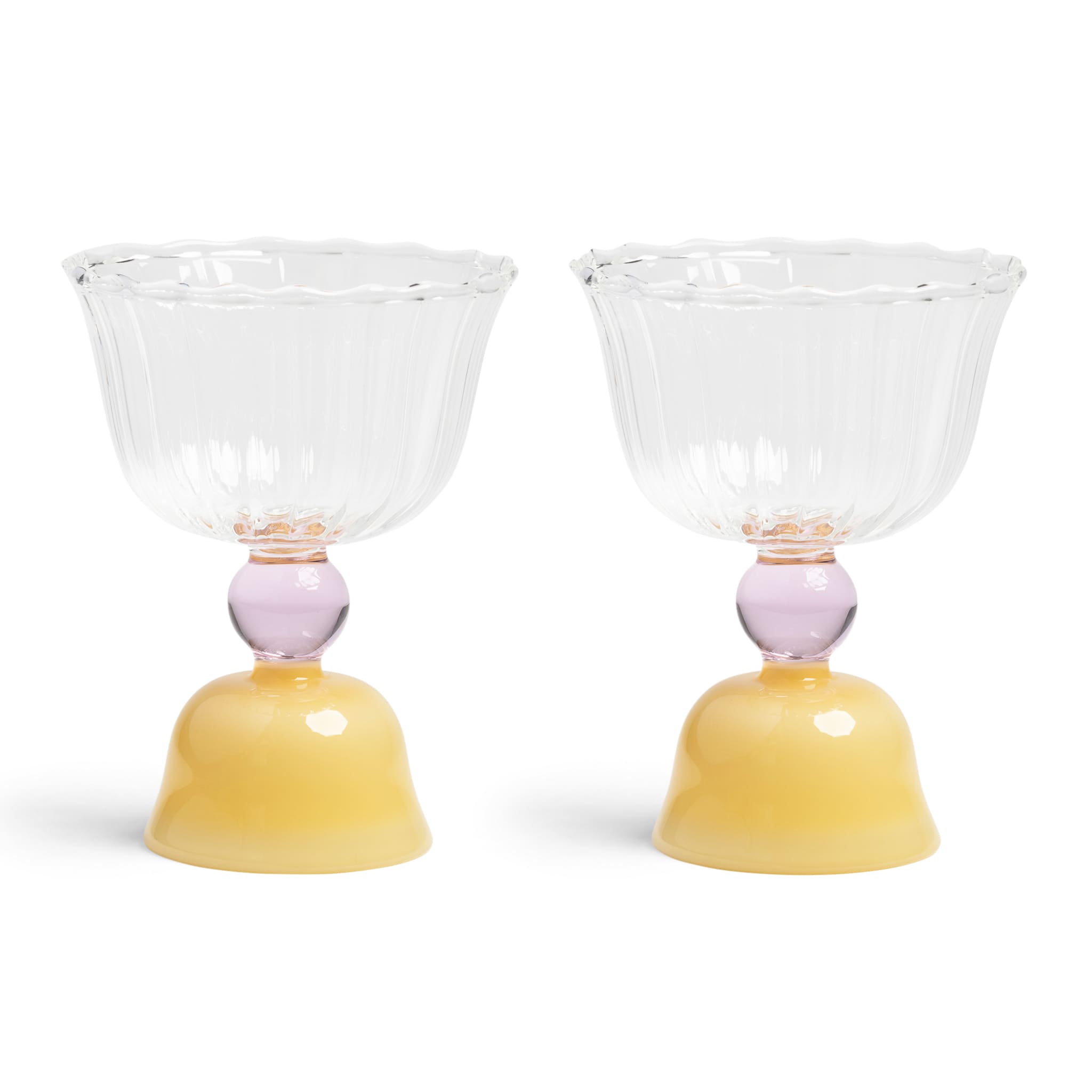 Set of 2 Yellow Tulip Coupe Glasses, 200ml