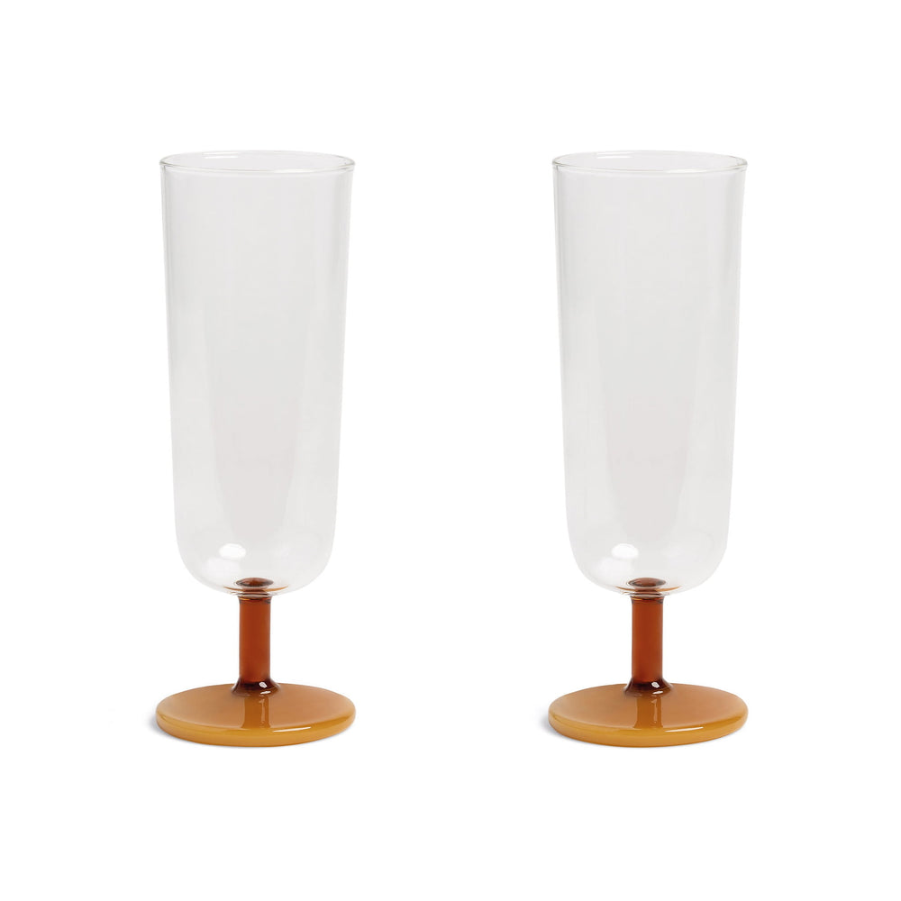 Set of 2 Amber Stem Champagne Flute, 250ml