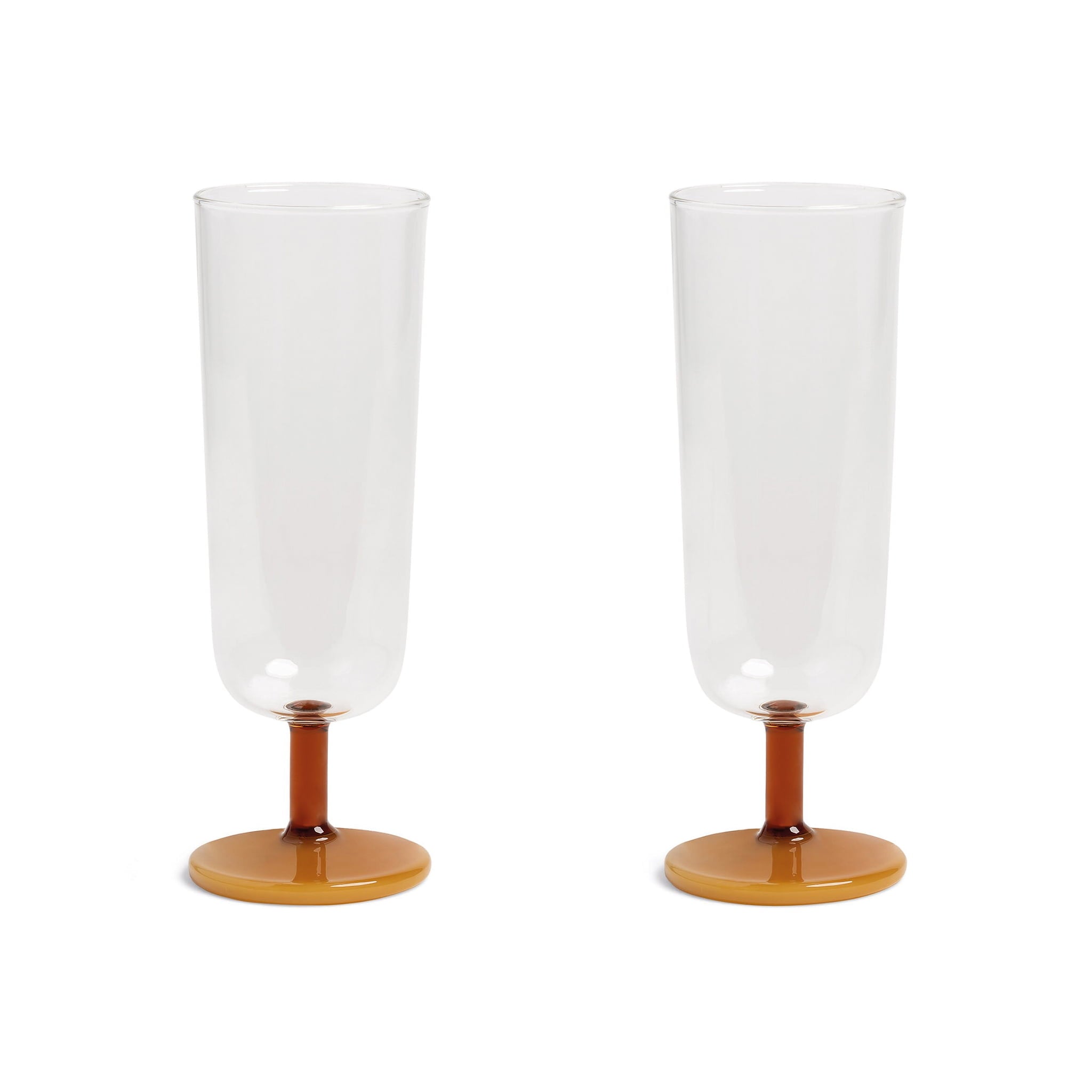 Set of 2 Amber Stem Champagne Flute, 250ml