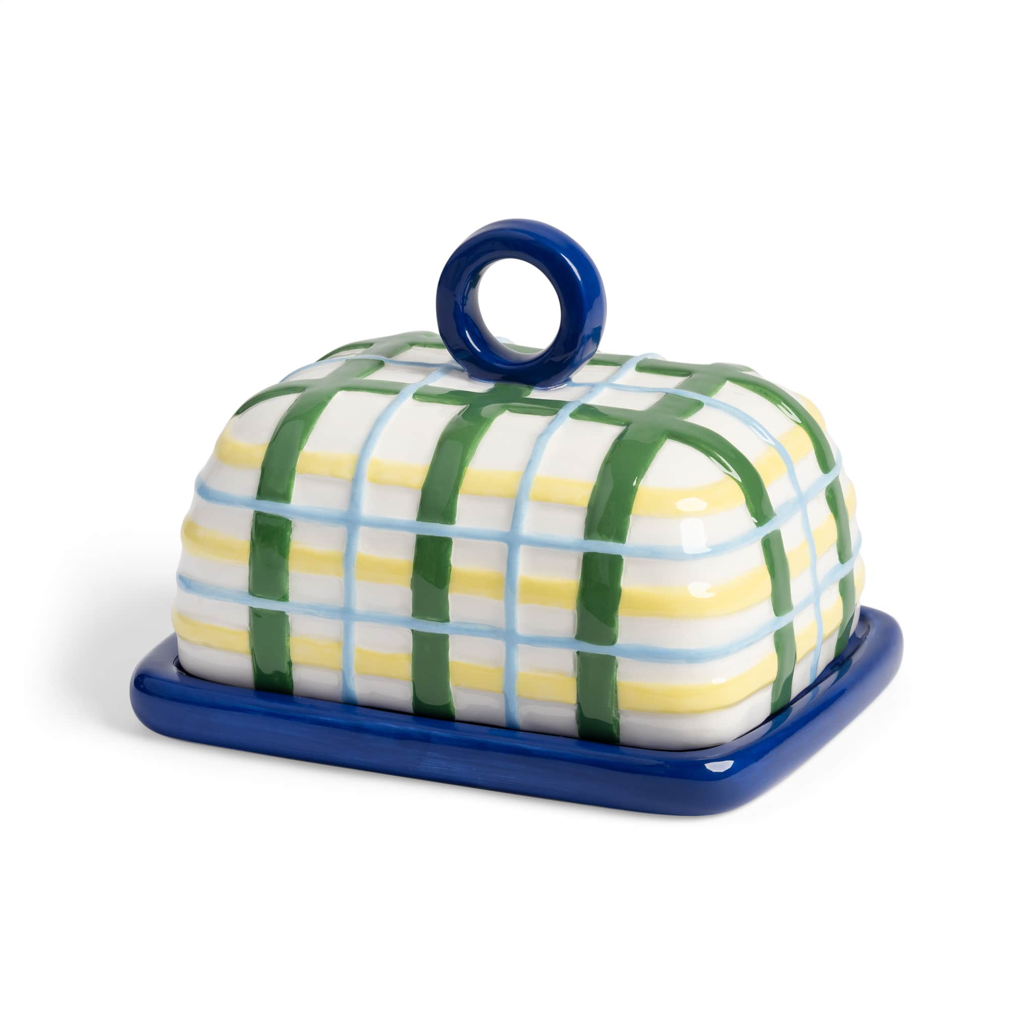 Blue Plaid Butter Dish