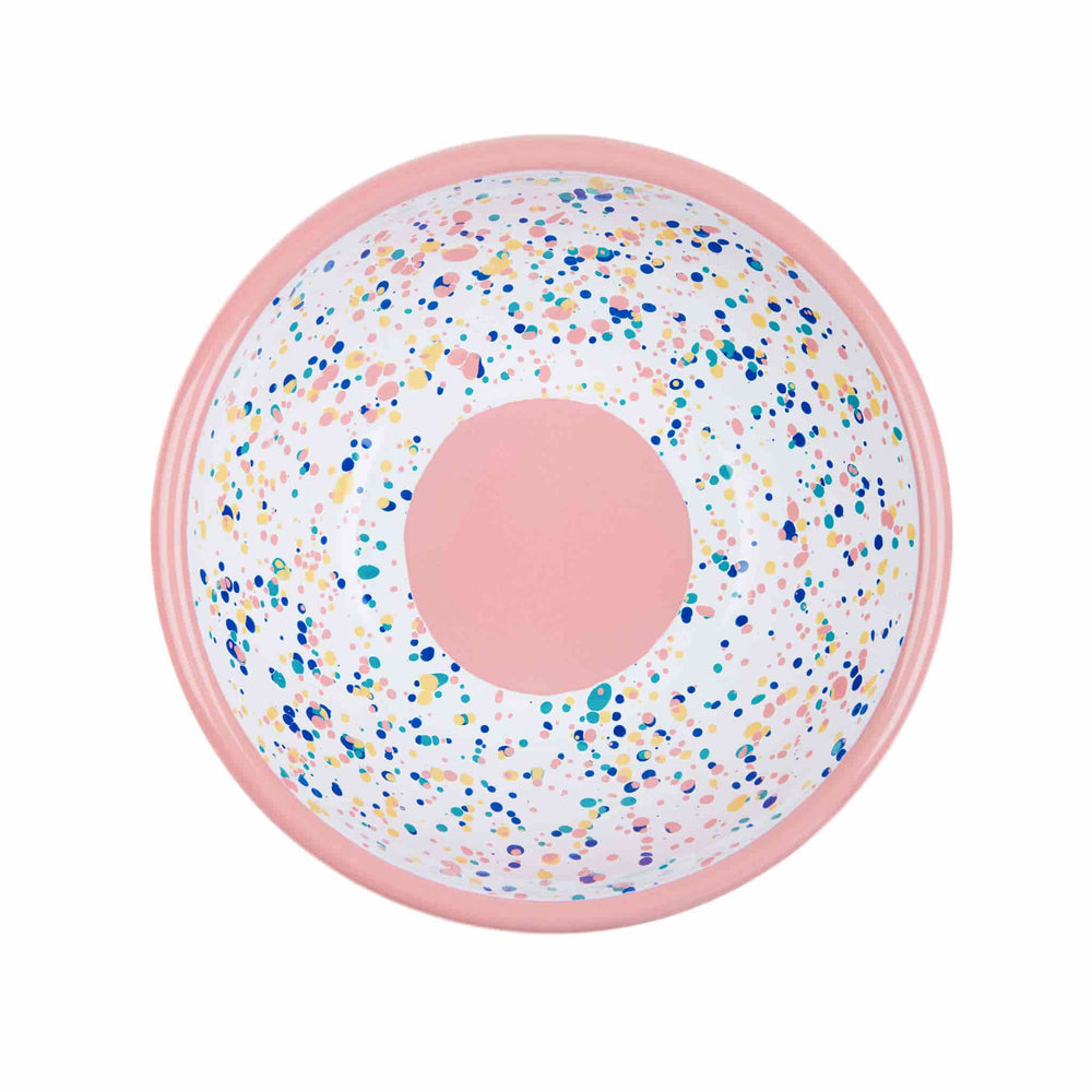 Pink Dot Enamel Salad Bowl