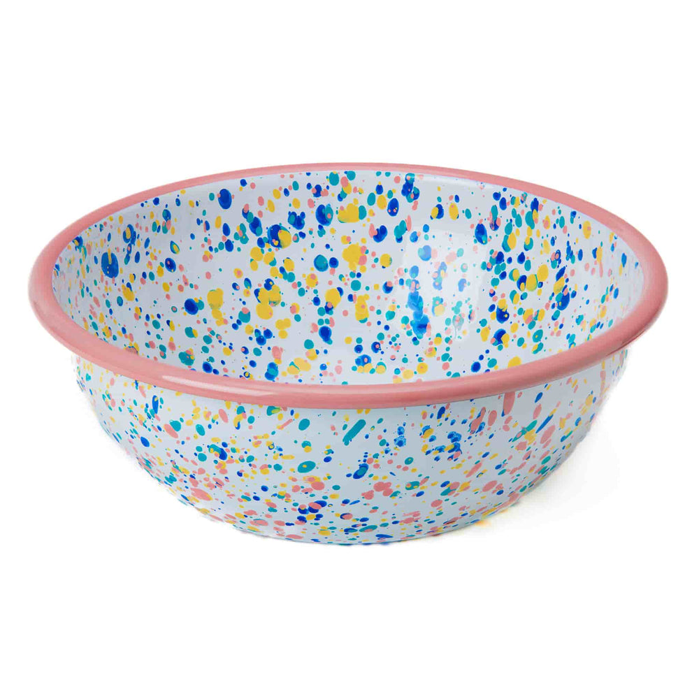 Pink Dot Enamel Salad Bowl