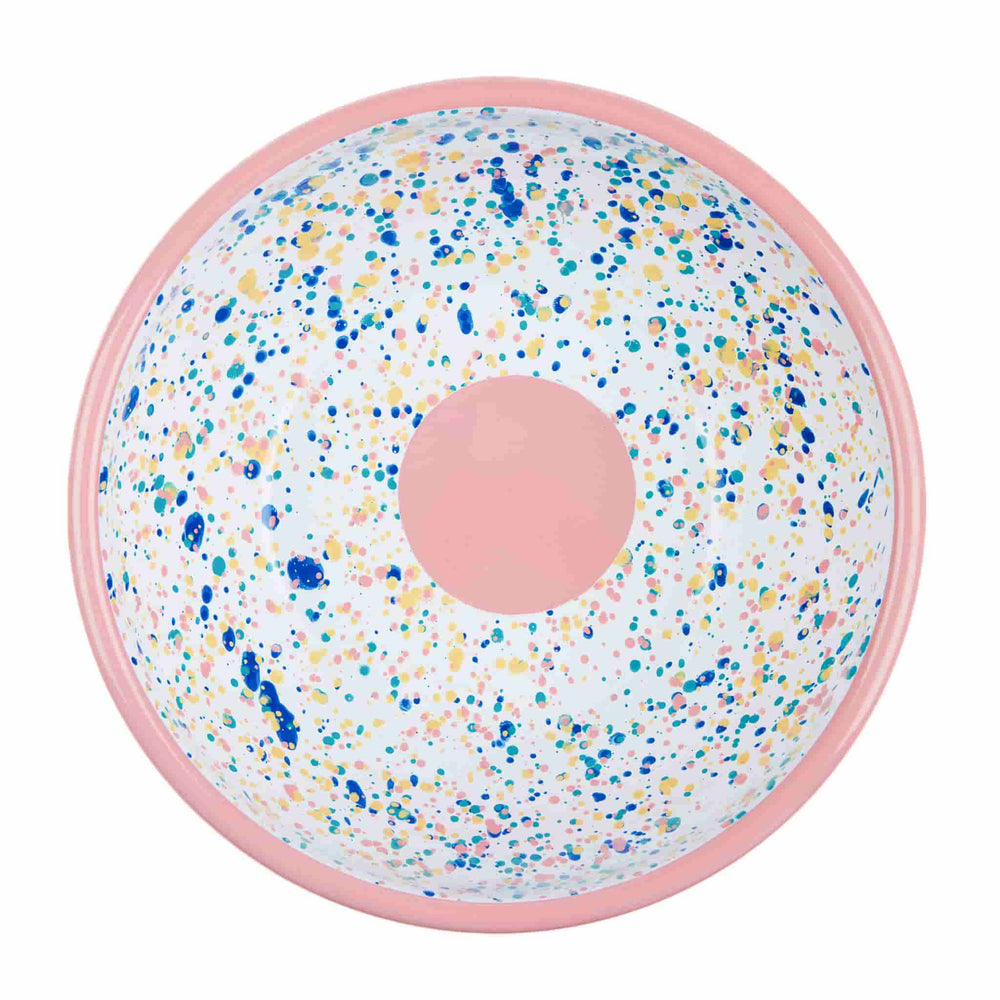 Pink Dot Enamel Salad Bowl