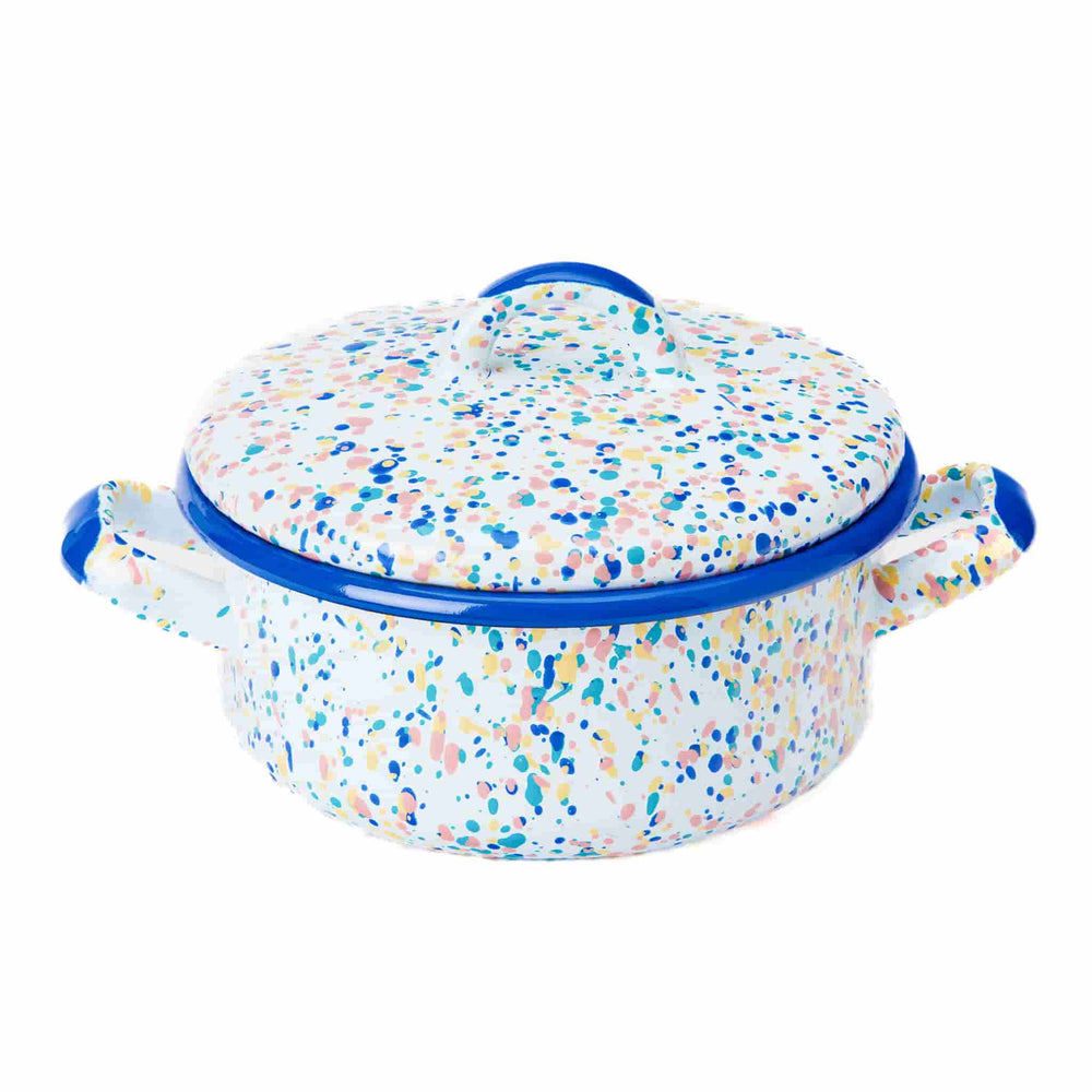 Blue Dot Enamel Casserole with Lid, 18cm