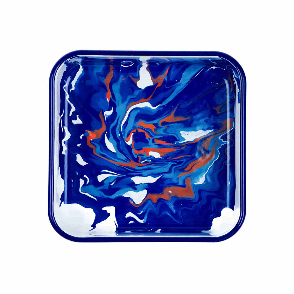 Marble Enamel Square Roasting & Serving Dish, 21cm