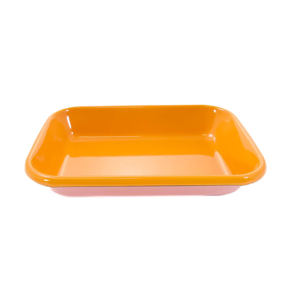 Kapka Colourblock Enamel Roasting Dish 21cm, Pink & Yellow