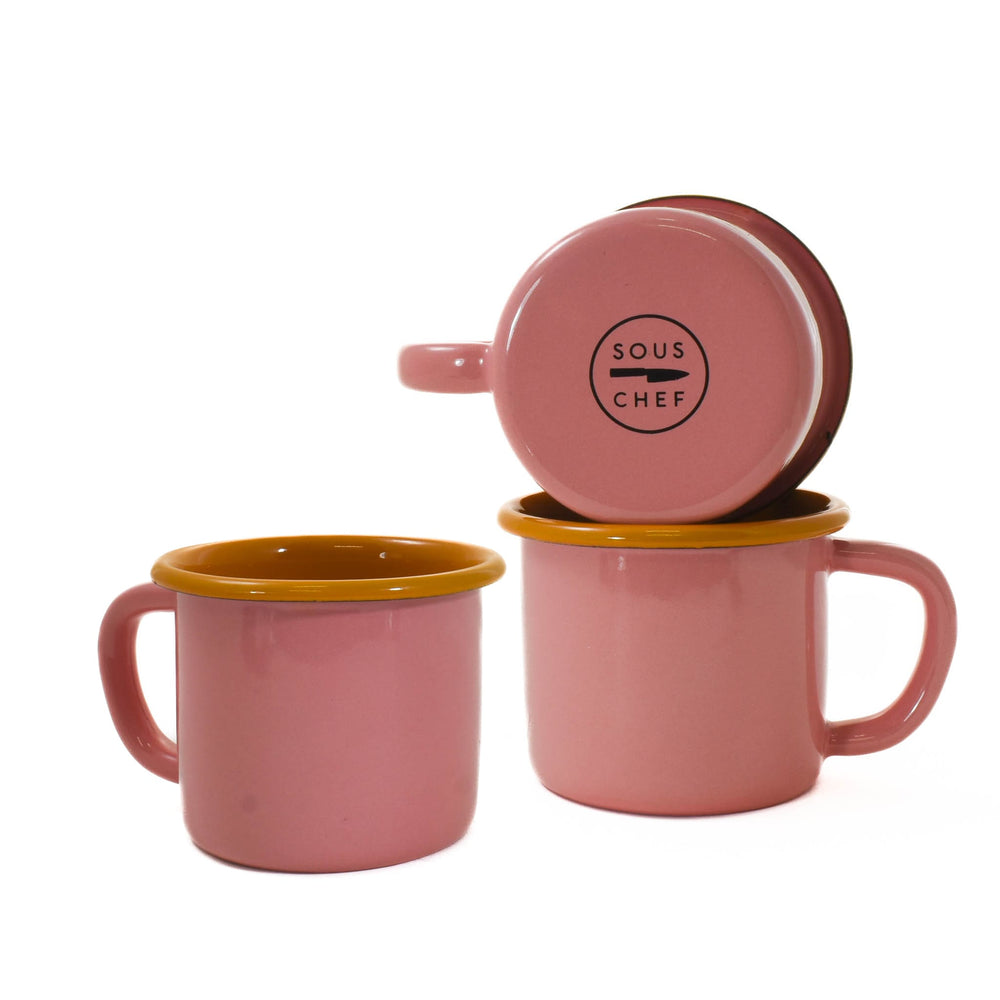 Kapka Colourblock Enamel Mug, Pink & Yellow