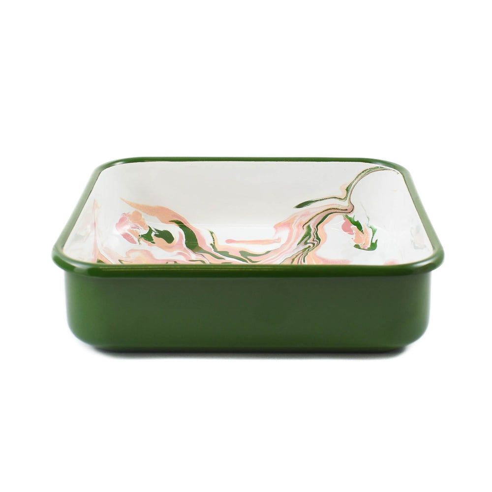 Green Marble Enamel Square Roasting & Serving Dish, 21cm