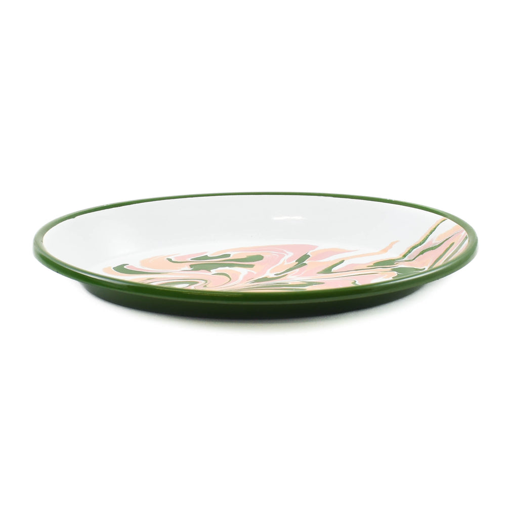 Green Marble Enamel Oval Serving Tray, 31cm