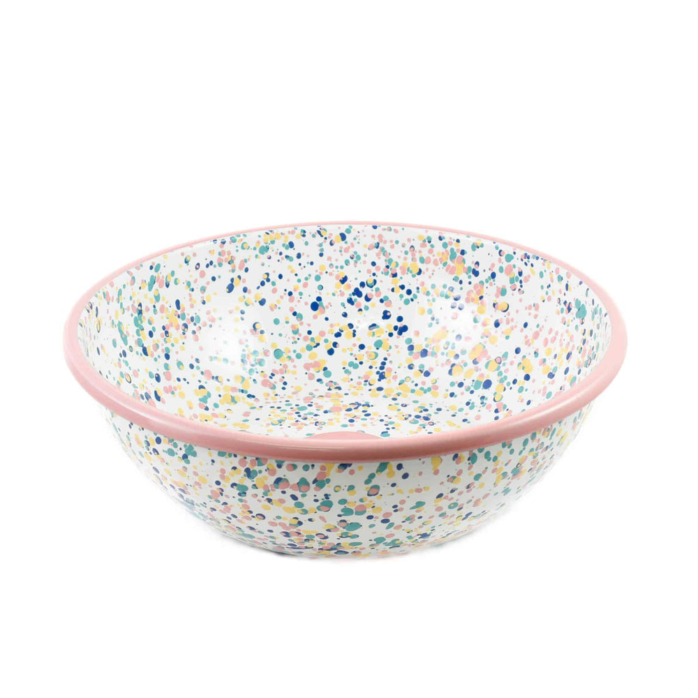 Pink Dot Enamel Large Salad Bowl, 32cm