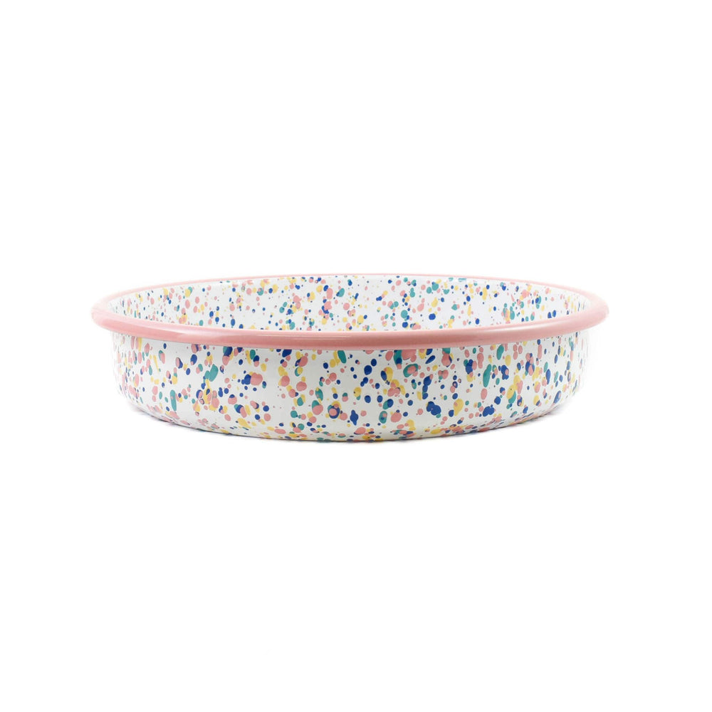 Pink Dot Enamel Round Roasting & Serving Dish, 28cm