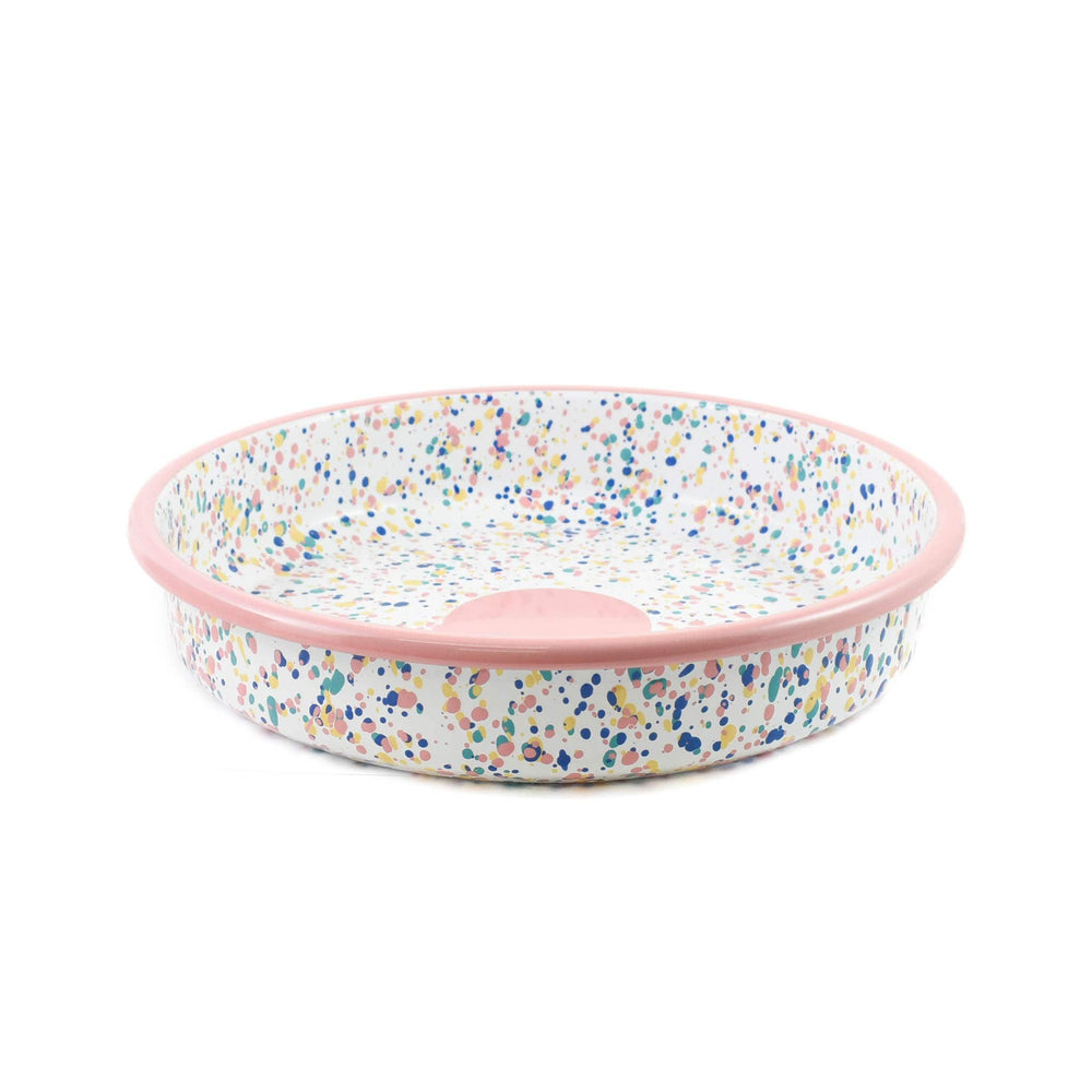 Pink Dot Enamel Round Roasting & Serving Dish, 28cm