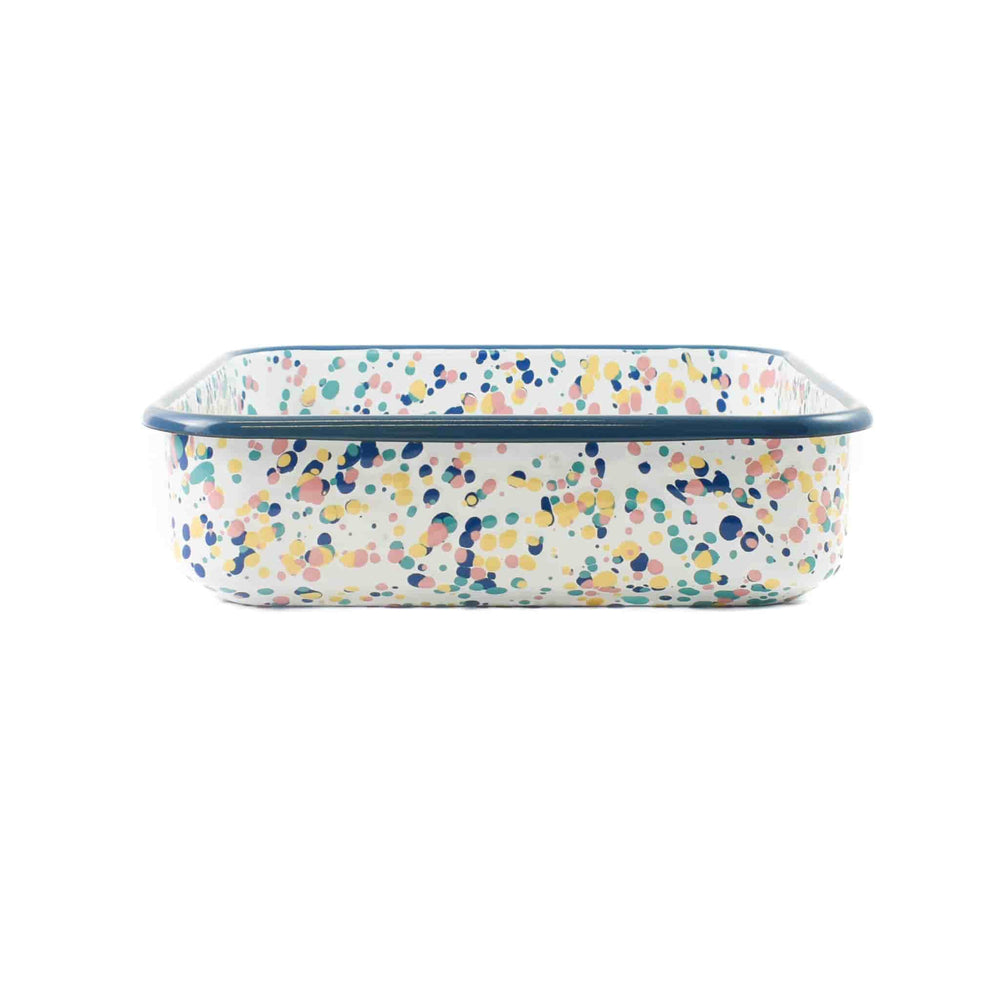 Blue Dot Enamel Square Roasting & Serving Dish, 21cm