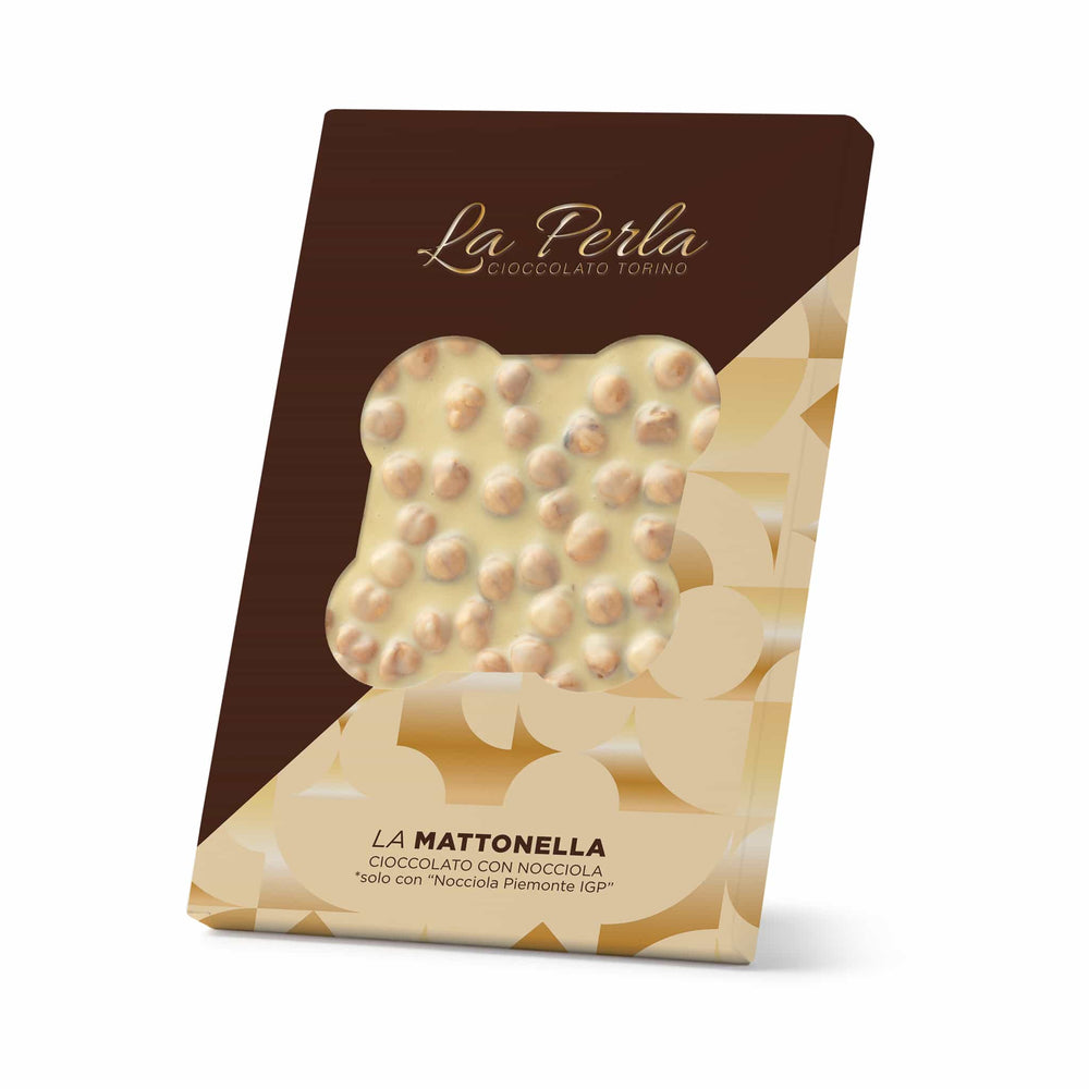 La Perla di Torino White Chocolate Slab with Whole Roasted Hazelnuts, 450g