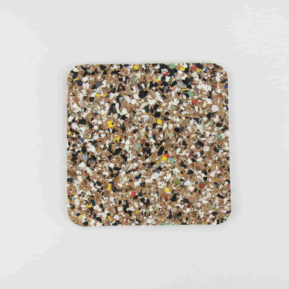 Set of 4 Beach Clean Recycled Cork Square Coasters, 10cm