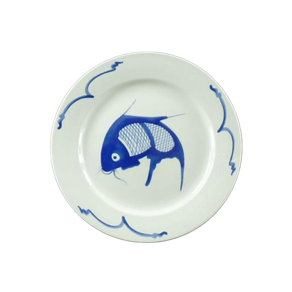 White & Blue Carp Dinner Plate, 25.5cm