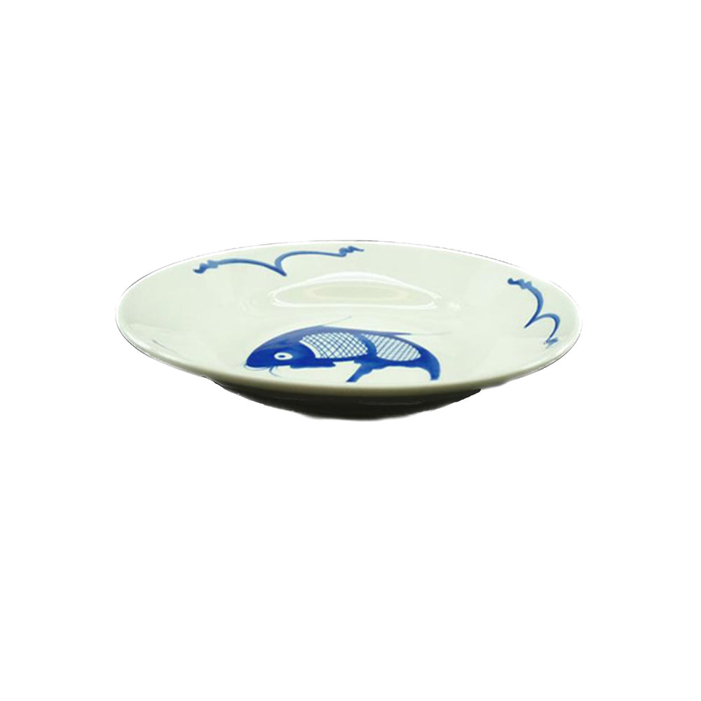 White & Blue Carp Deep Plate, 20cm