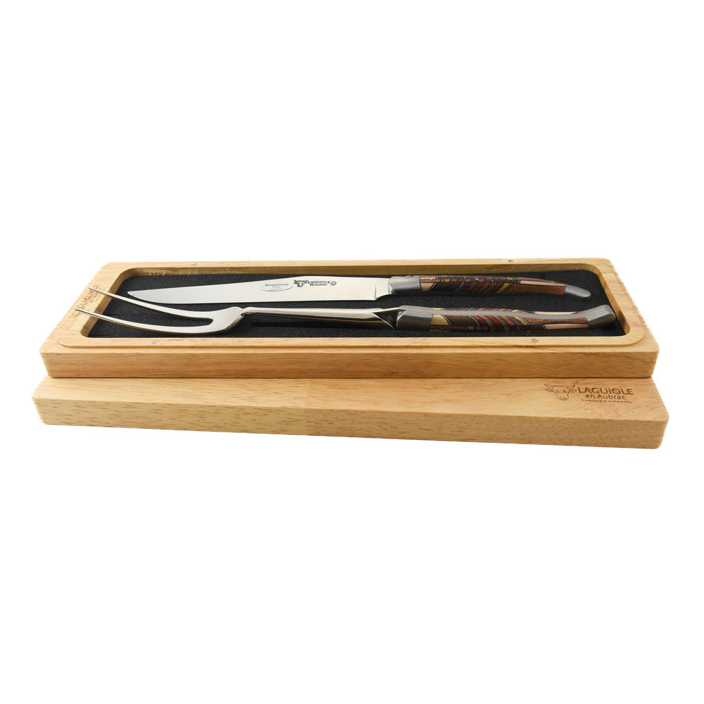 Laguiole en Aubrac Carving Set, Geometric Wood