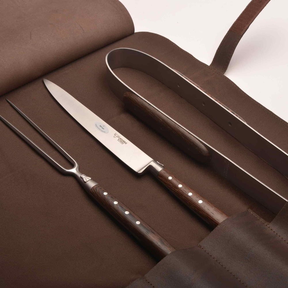 Laguiole en Aubrac BBQ Set with Leather Roll