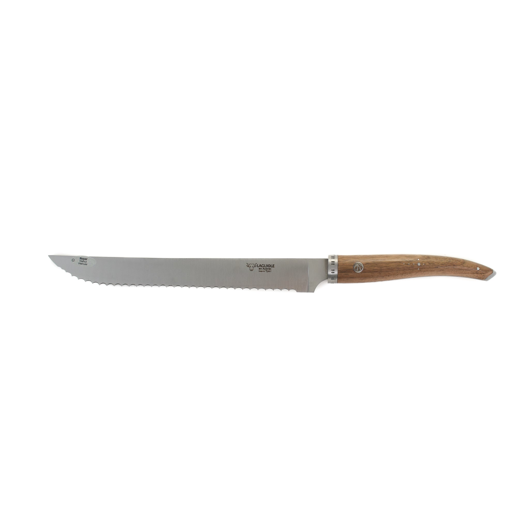 Laguiole en Aubrac Gourmet Walnut Handle Bread Knife, 25cm